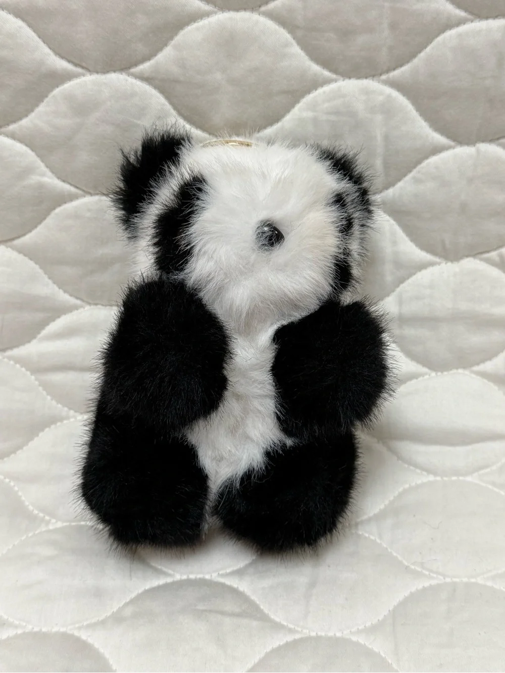 Plush Panda Keychain - Black & White Faux Fur
